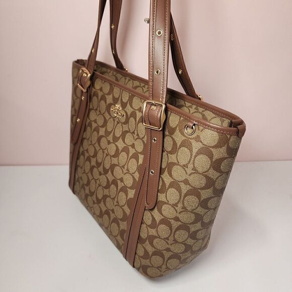 NWT COACH CN328 Signature Canvas/Leather ASHTON TOTE Shoulder Saddle - Picture 2 of 8